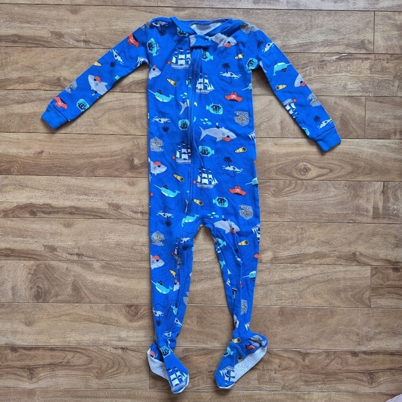 Carter’s Toddler Boy Blue Shark & Pirate Ship Sleeper – Size 2T - Picture 1 of 3
